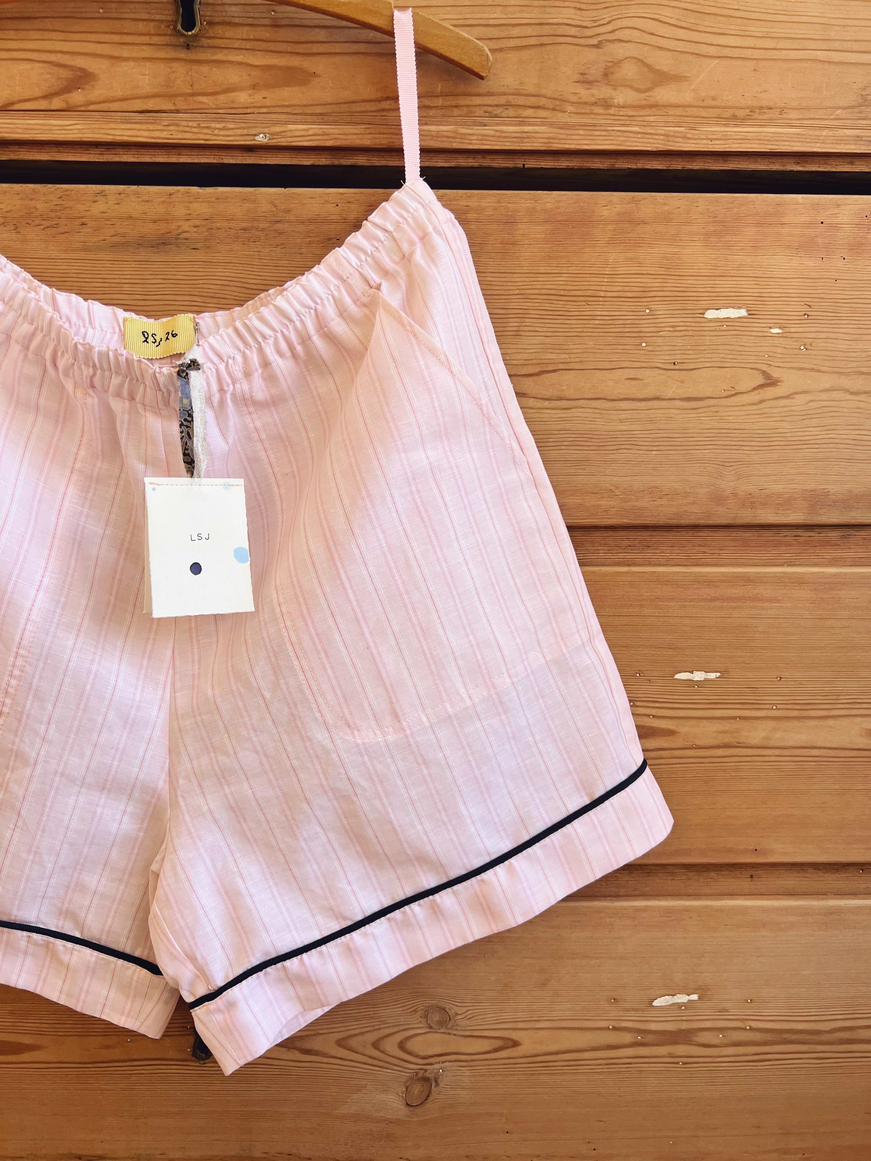 Notte -  Narrow-Loom Rosa Linen Shorts