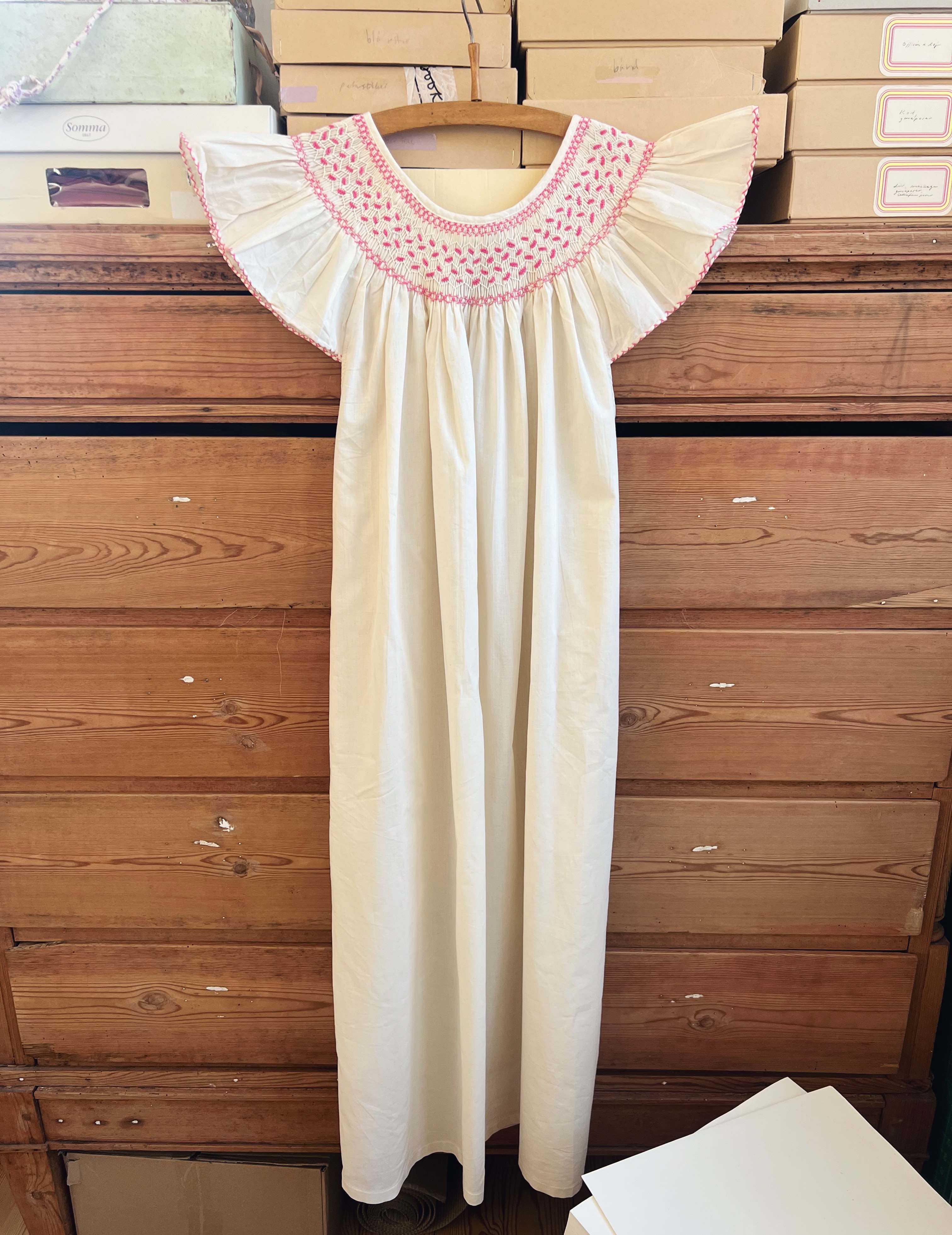 French Madagascan Smock Dress - Ecru