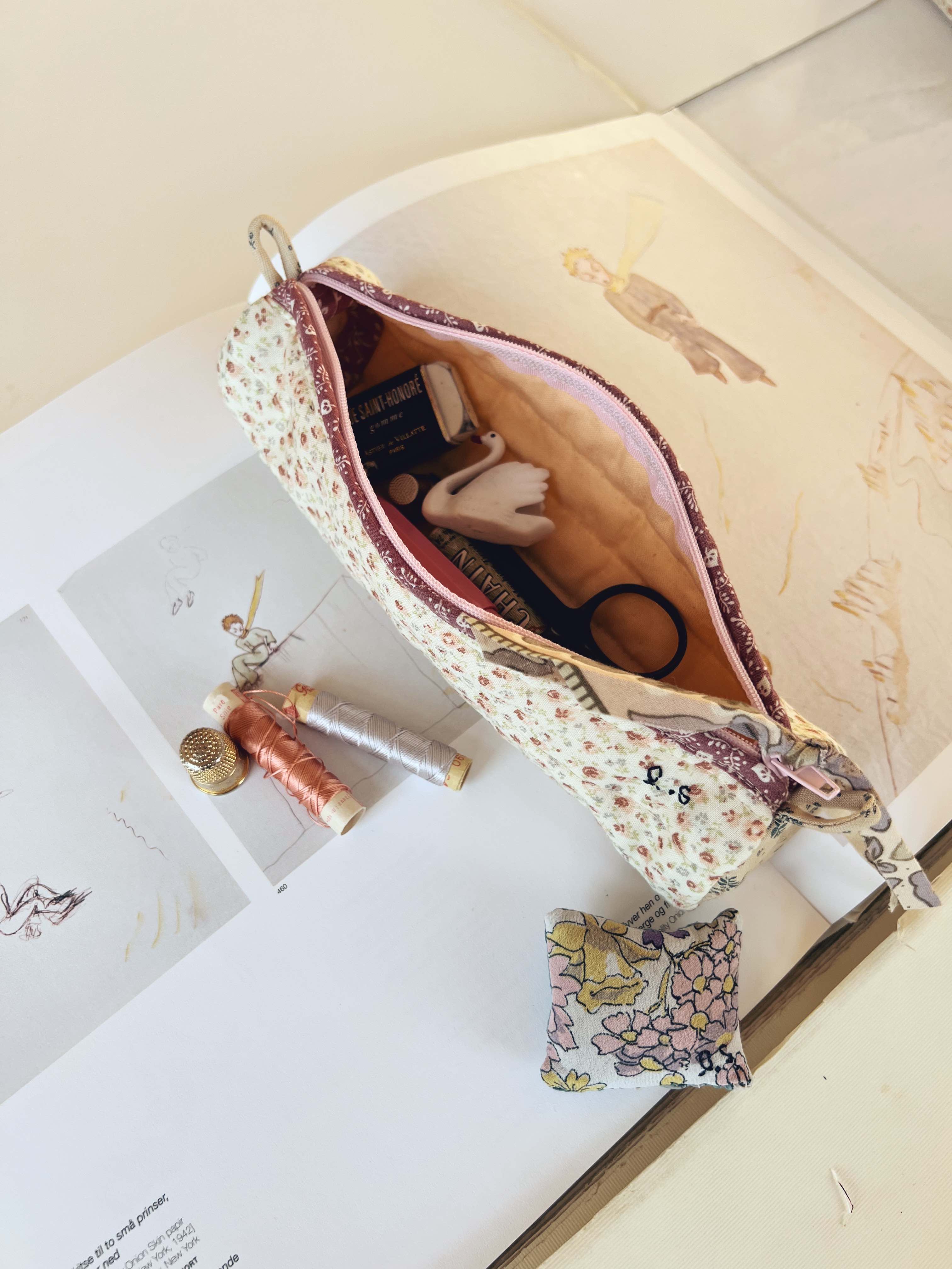 Quilted Patchwork Pencil Case - Opaline