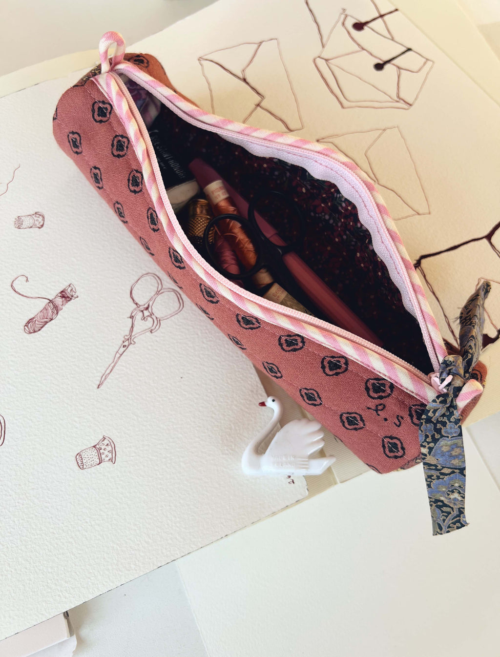 Quilted Patchwork Pencil Case - Florence