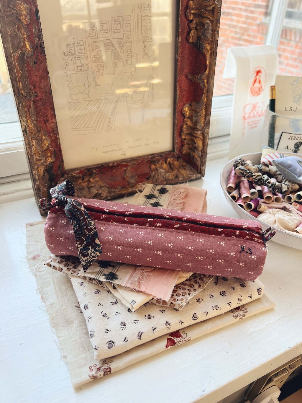 Quilted Patchwork Pencil Case - Heather