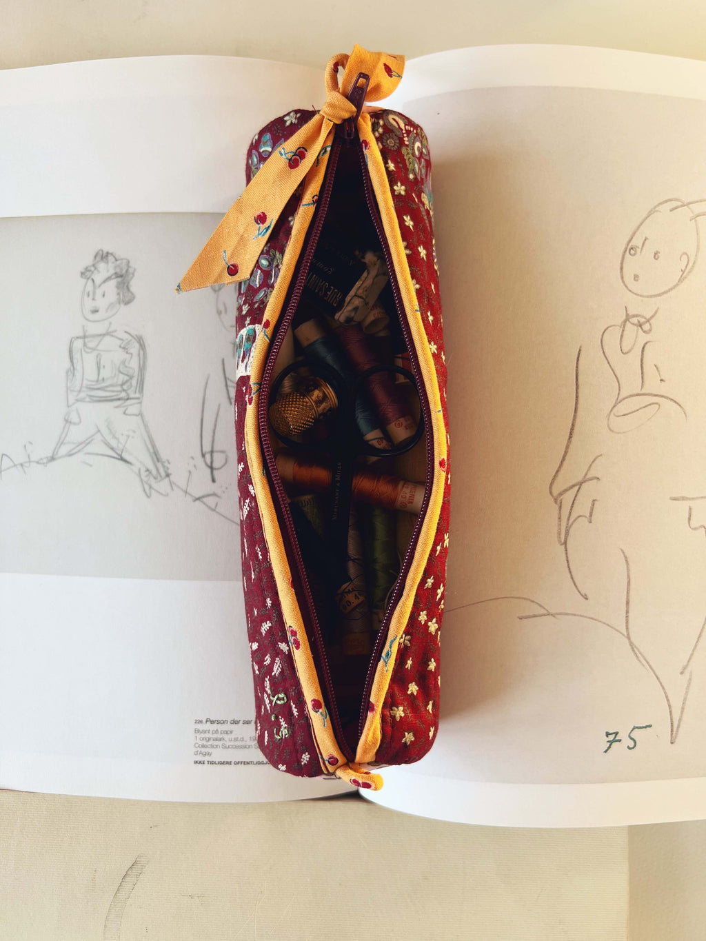 Quilted Patchwork Pencil Case - Scarlet