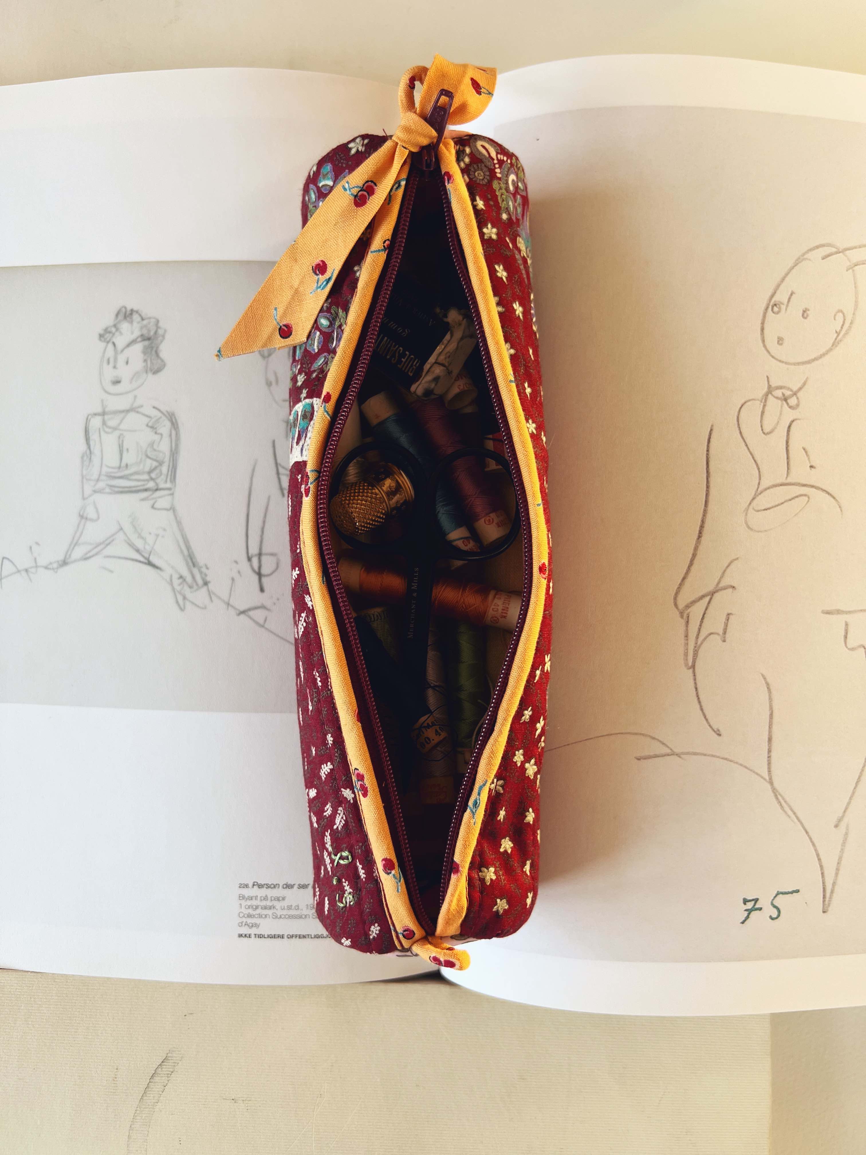 Quilted Patchwork Pencil Case - Scarlet