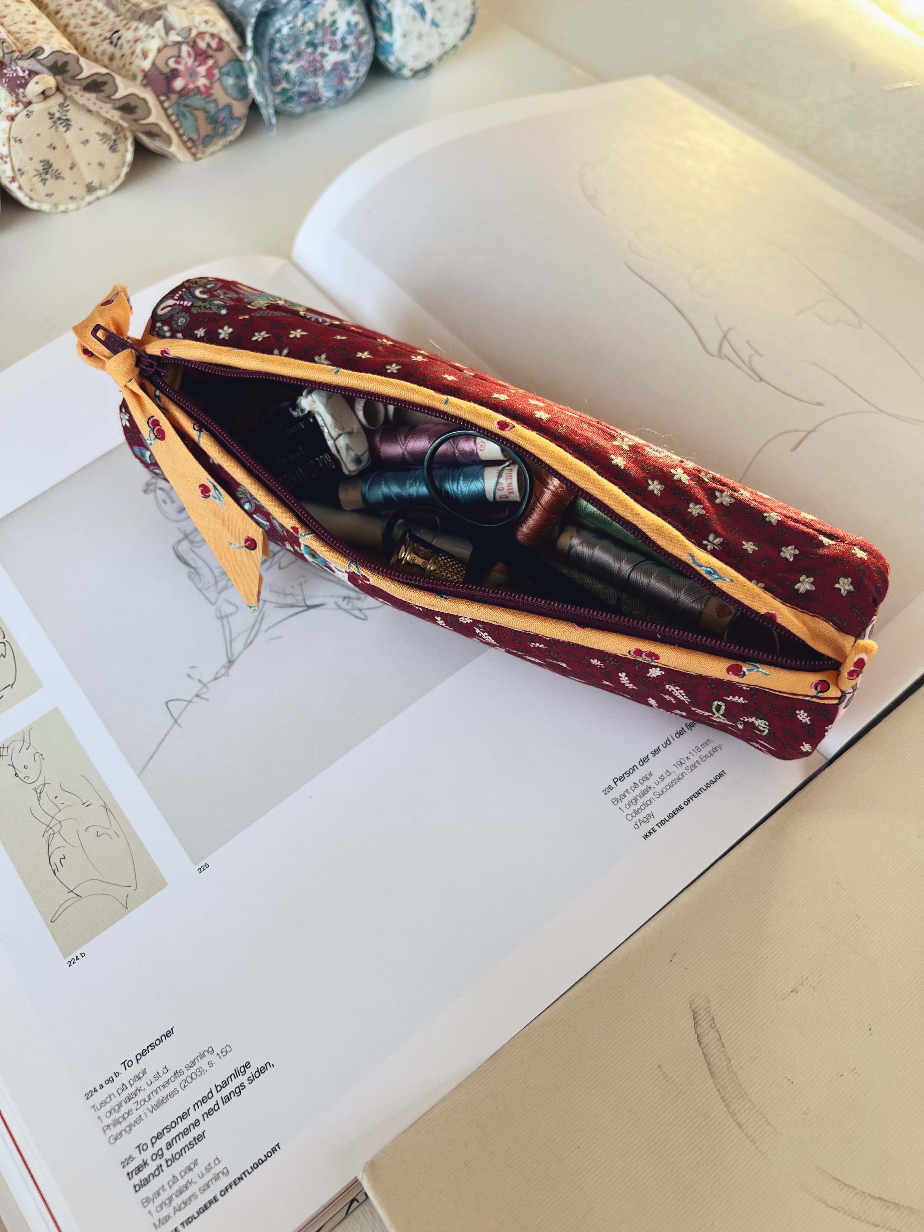 Quilted Patchwork Pencil Case - Scarlet