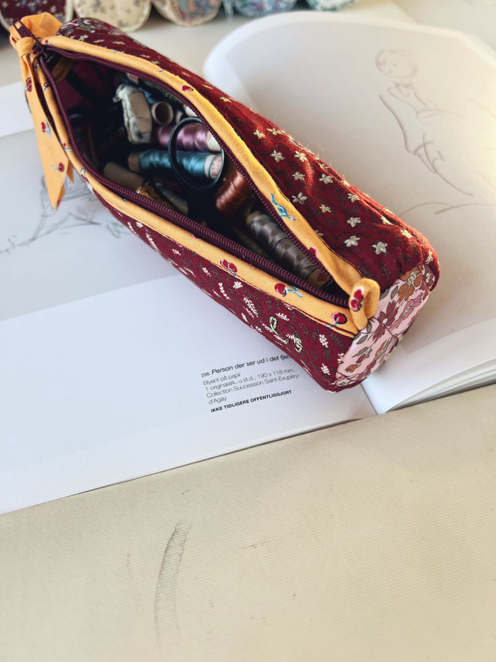 Quilted Patchwork Pencil Case - Scarlet