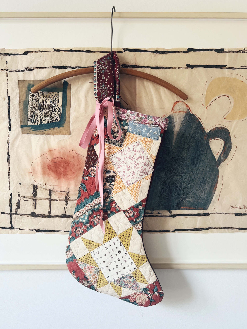 Large Antique Patchwork Stocking - 15