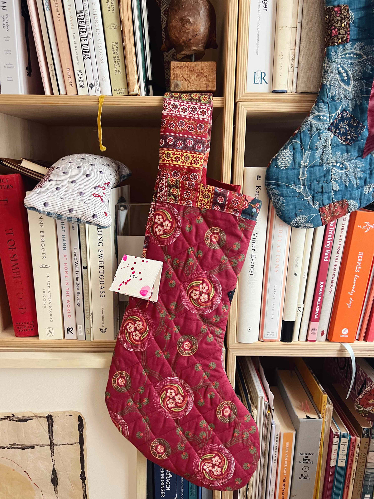 Small Antique Patchwork Stocking - 1790-1810s Antique Bonnes Herbes