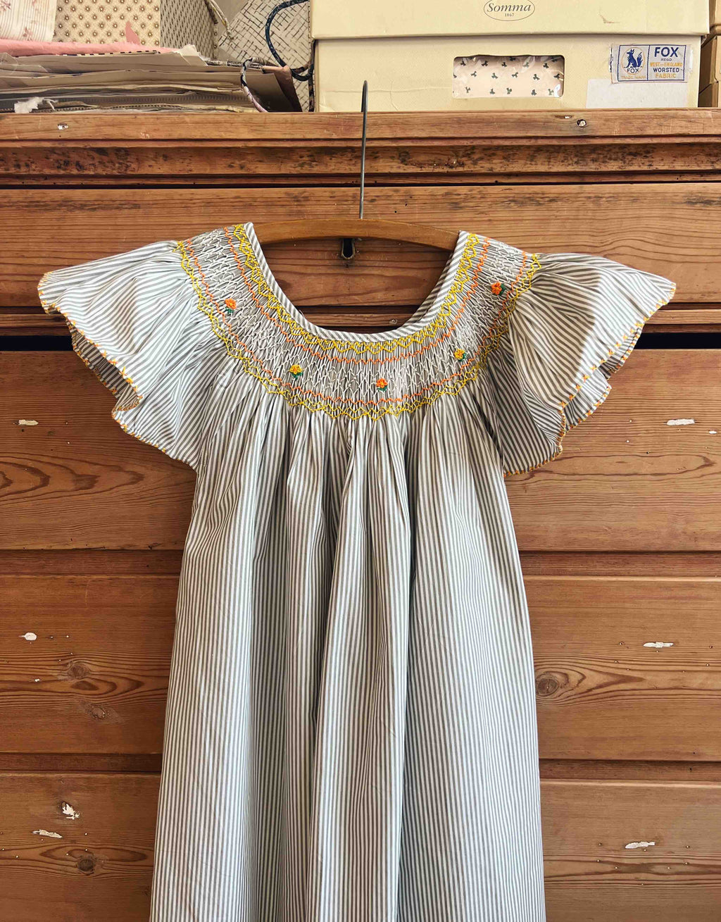 French Madagascan Smock Dress