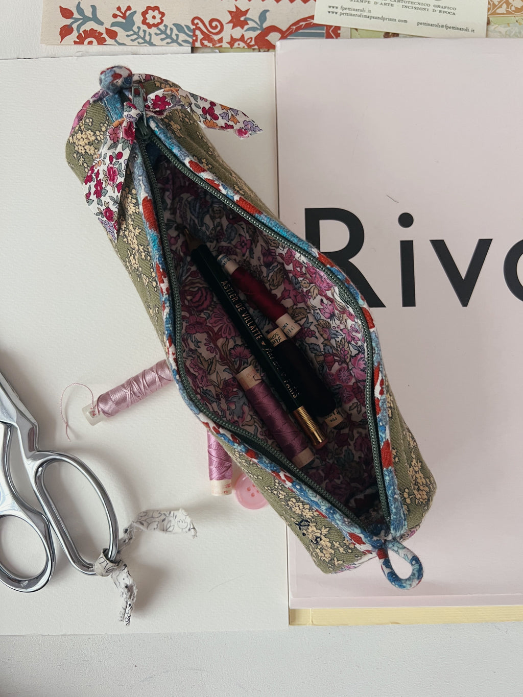 Quilted Patchwork Pencil Case - Salvia