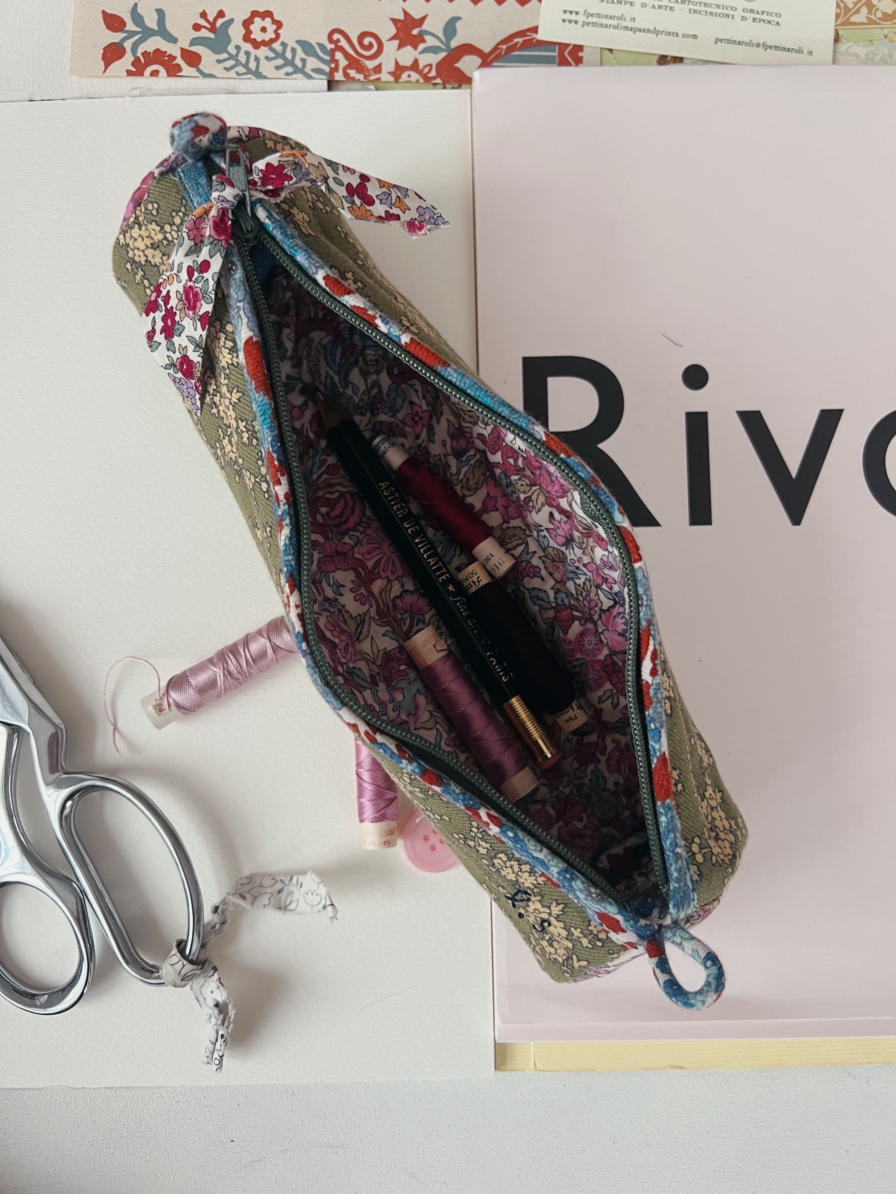 Quilted Patchwork Pencil Case - Salvia