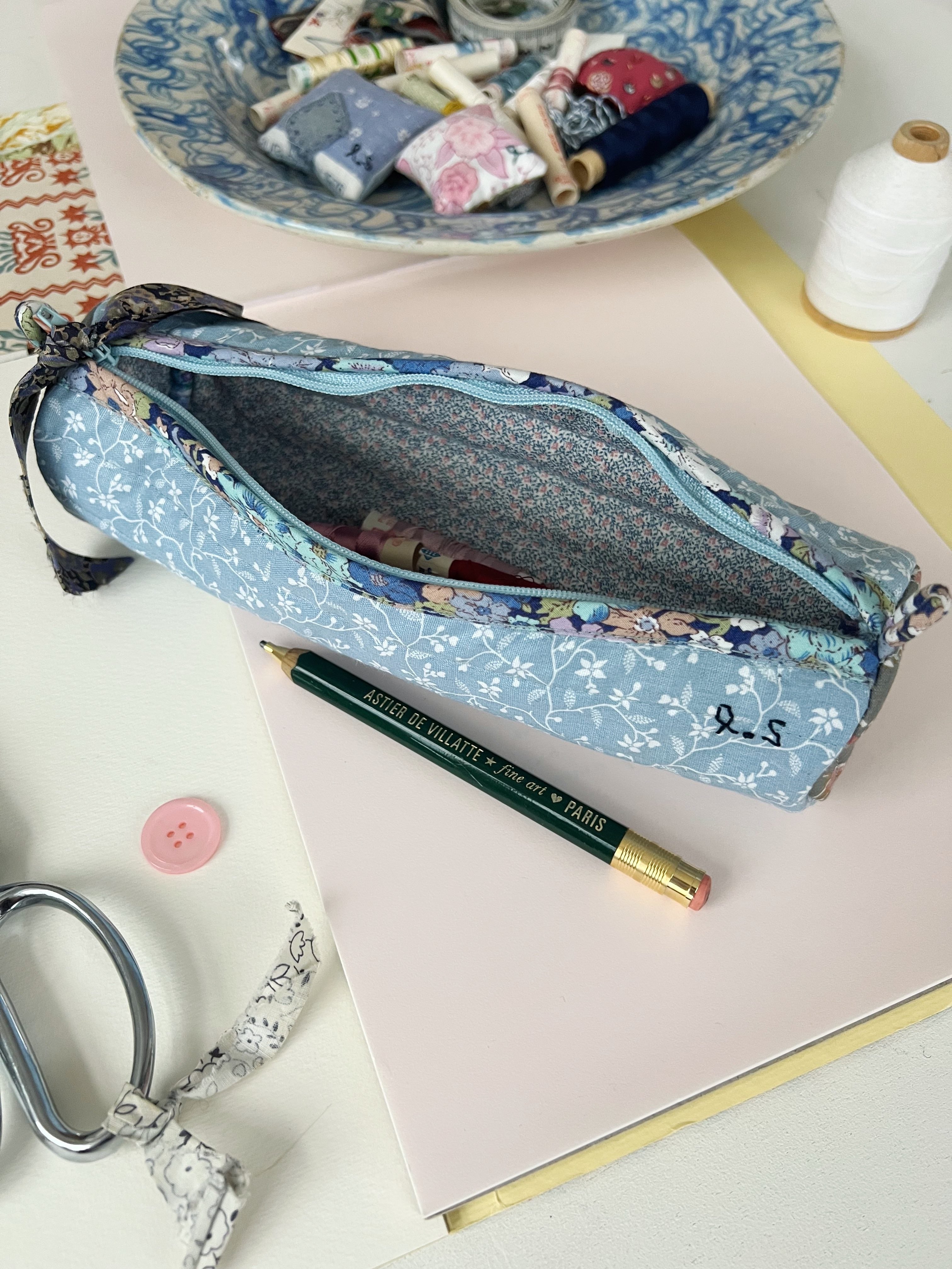 Quilted Patchwork Pencil Case - Belle