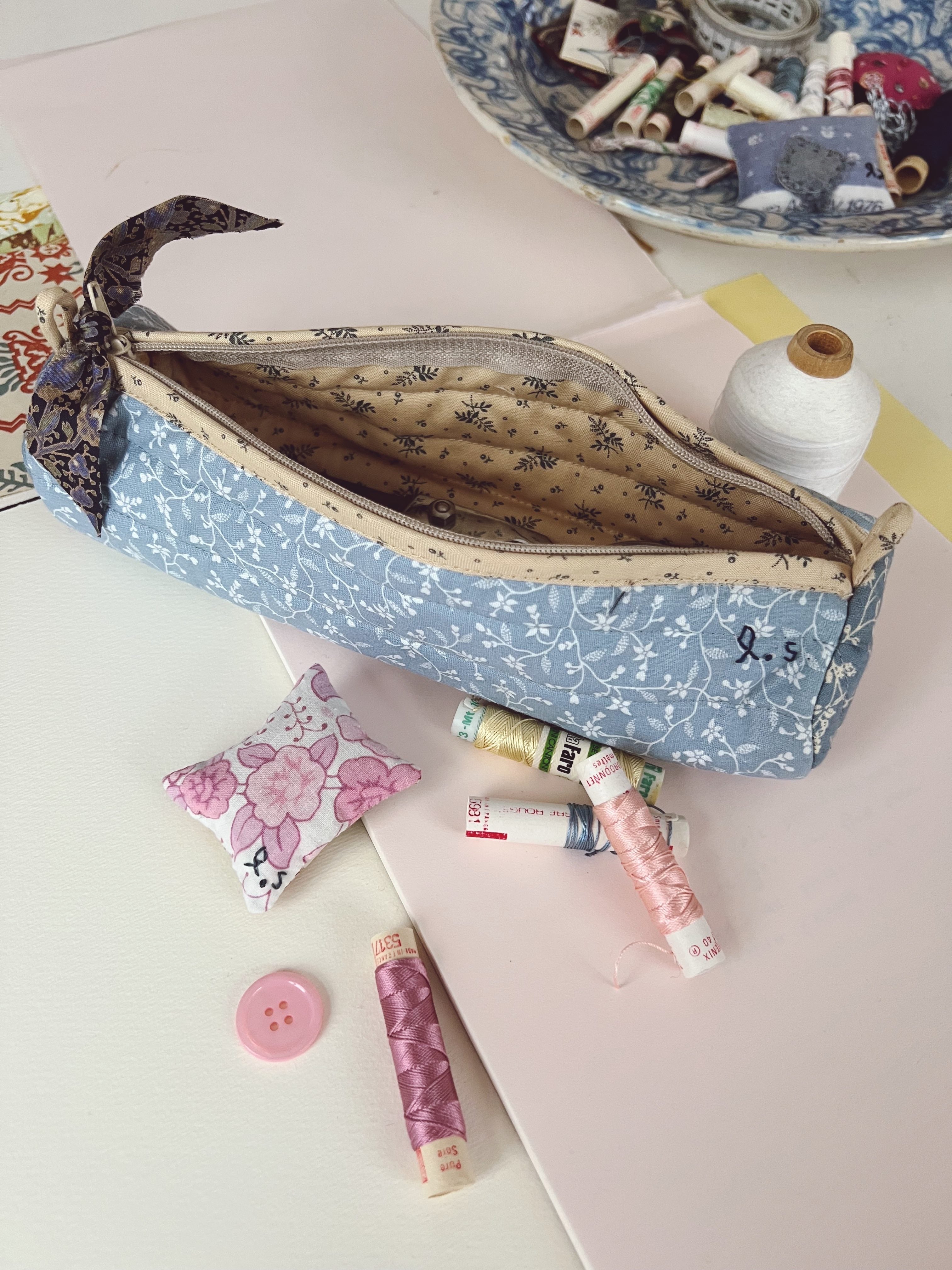 Quilted Patchwork Pencil Case - Eclair