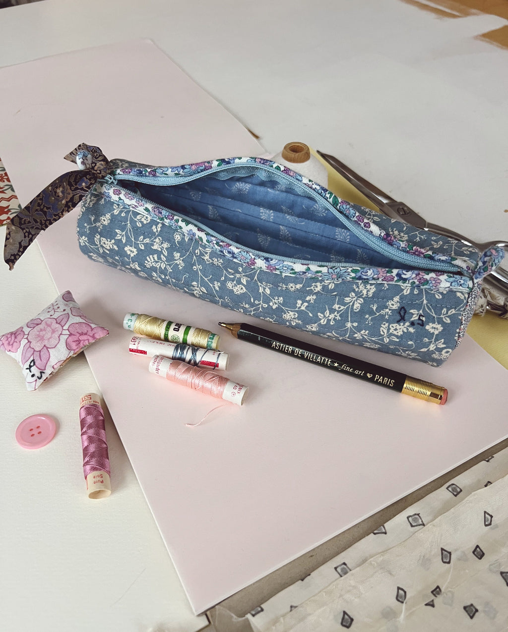 Quilted Patchwork Pencil Case - Eloise
