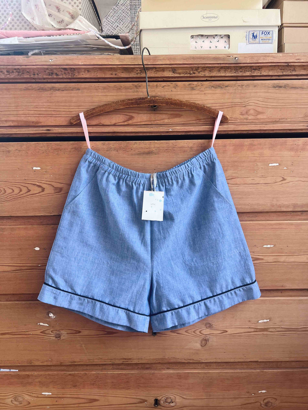 Notte -  Narrow-Loom Blue Chambray Shorts