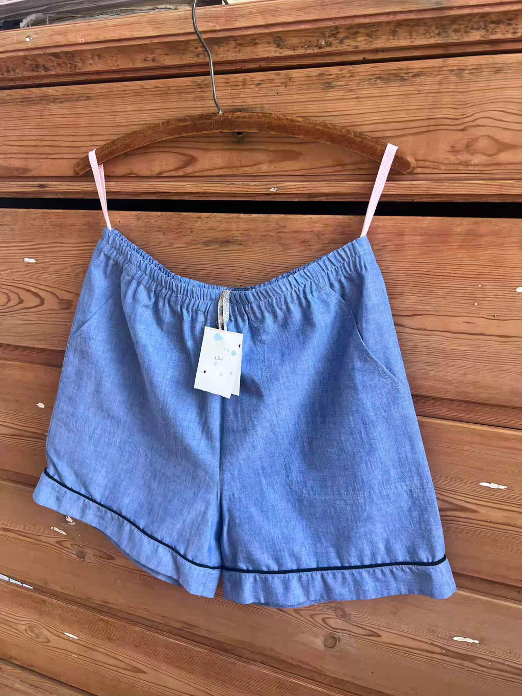 Notte -  Narrow-Loom Blue Chambray Shorts