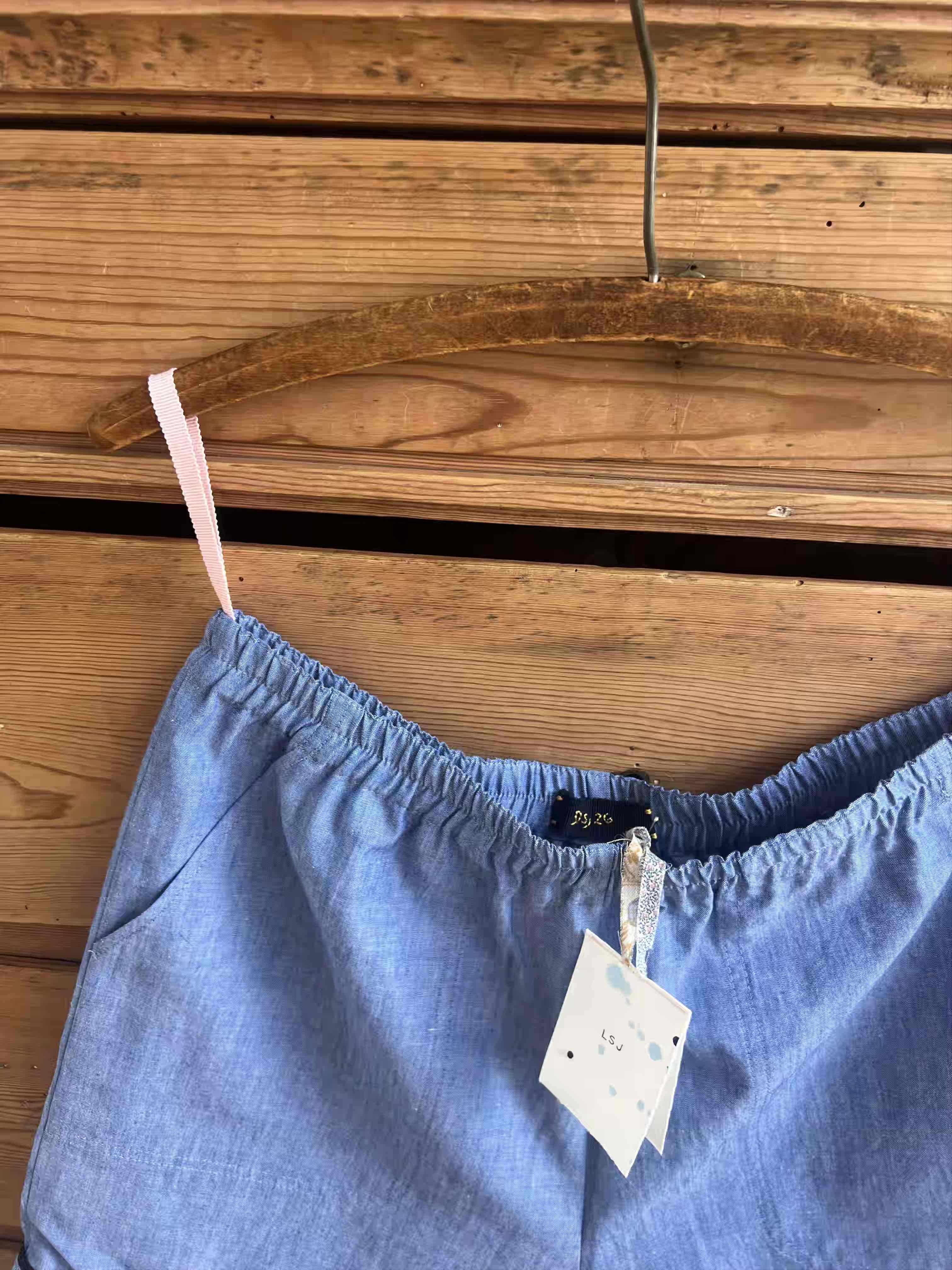 Notte -  Narrow-Loom Blue Chambray Shorts
