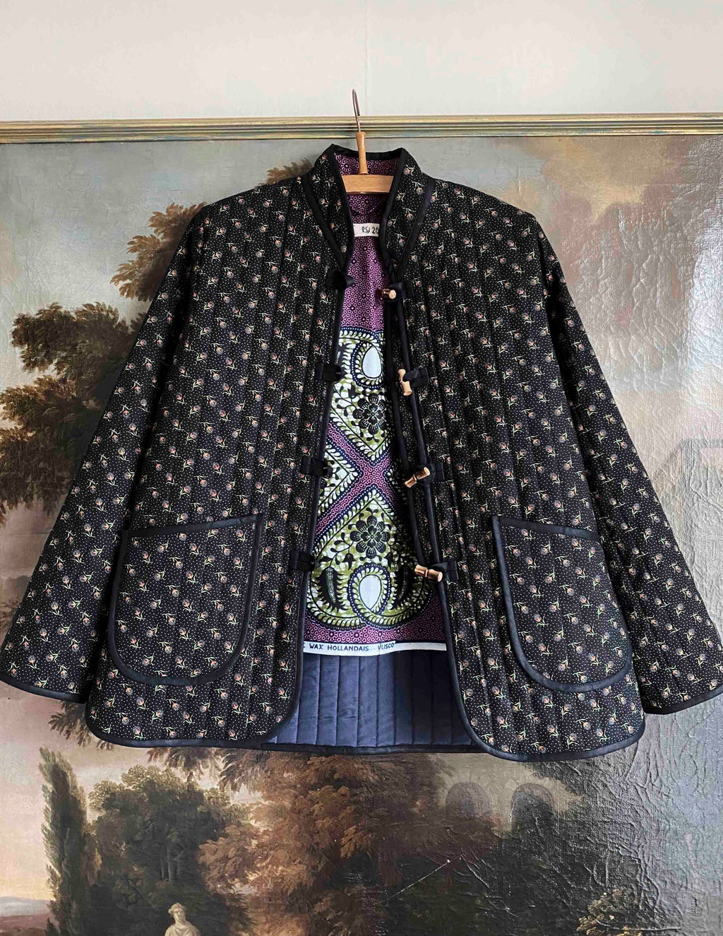 LSJ Bespke Original Quilt Jacket Rose Noir Full front