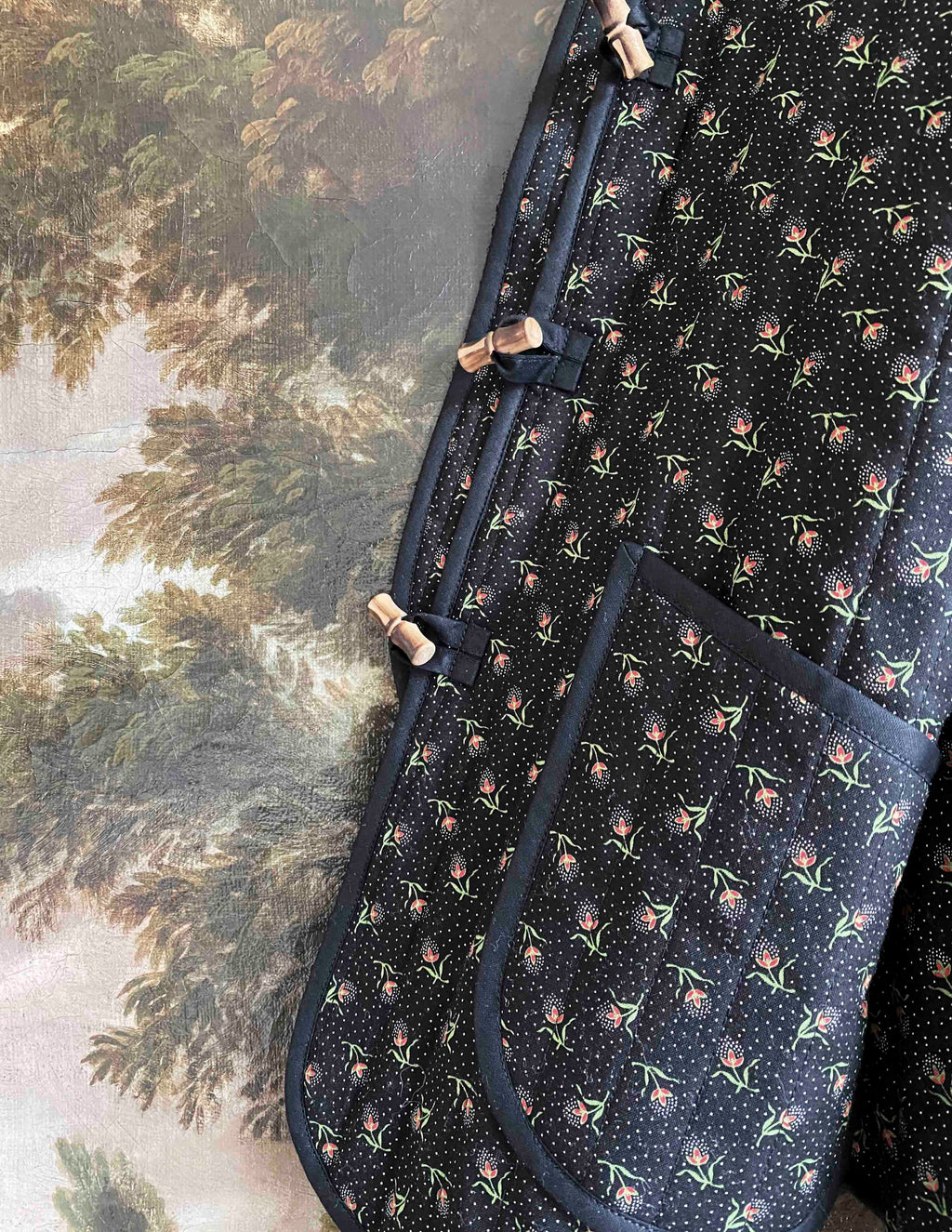 LSJ Bespoke Original Quilt Jacket Rose Noir Side pocket