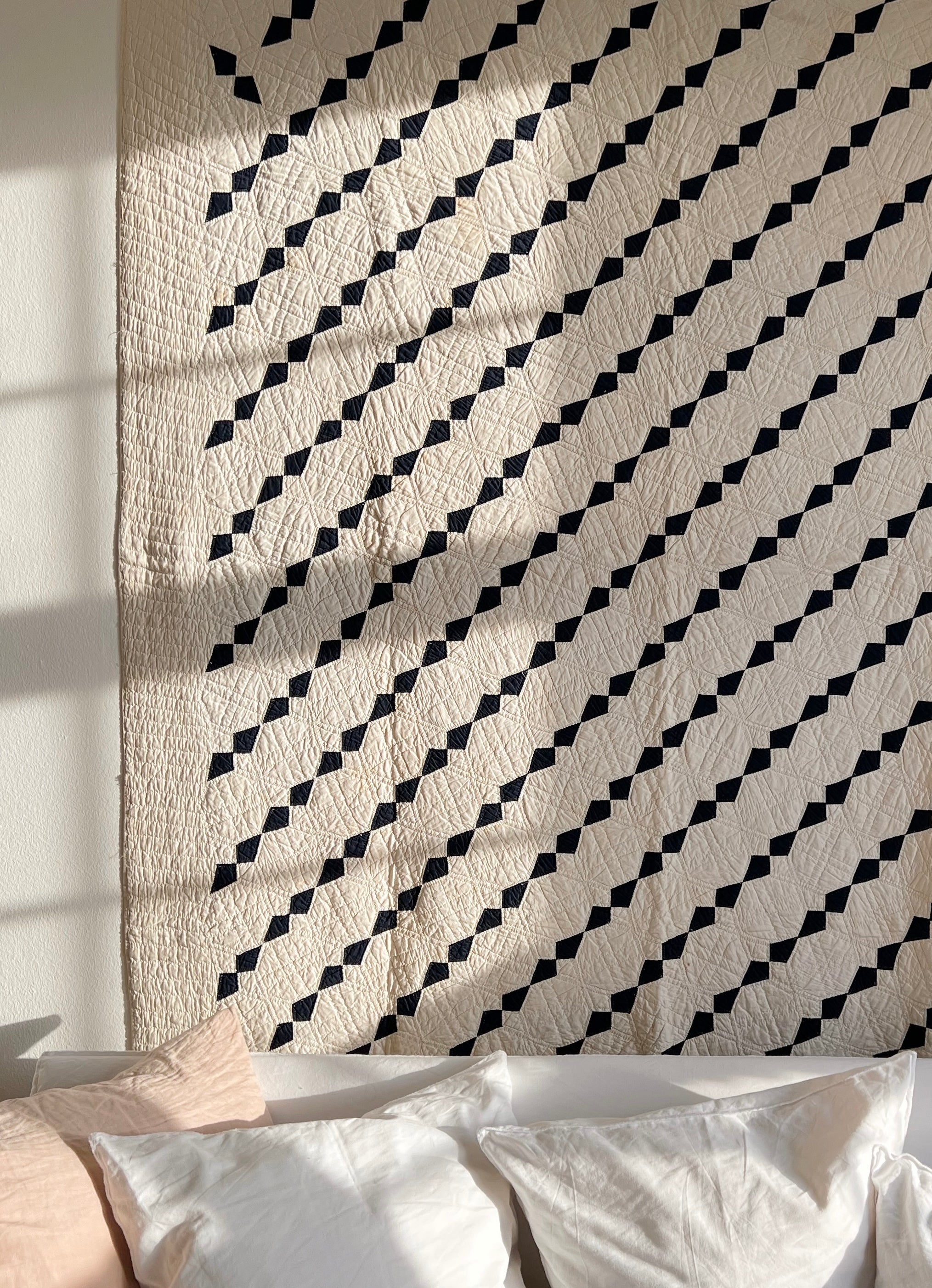 Antique Black & White Periwinkle Patchwork