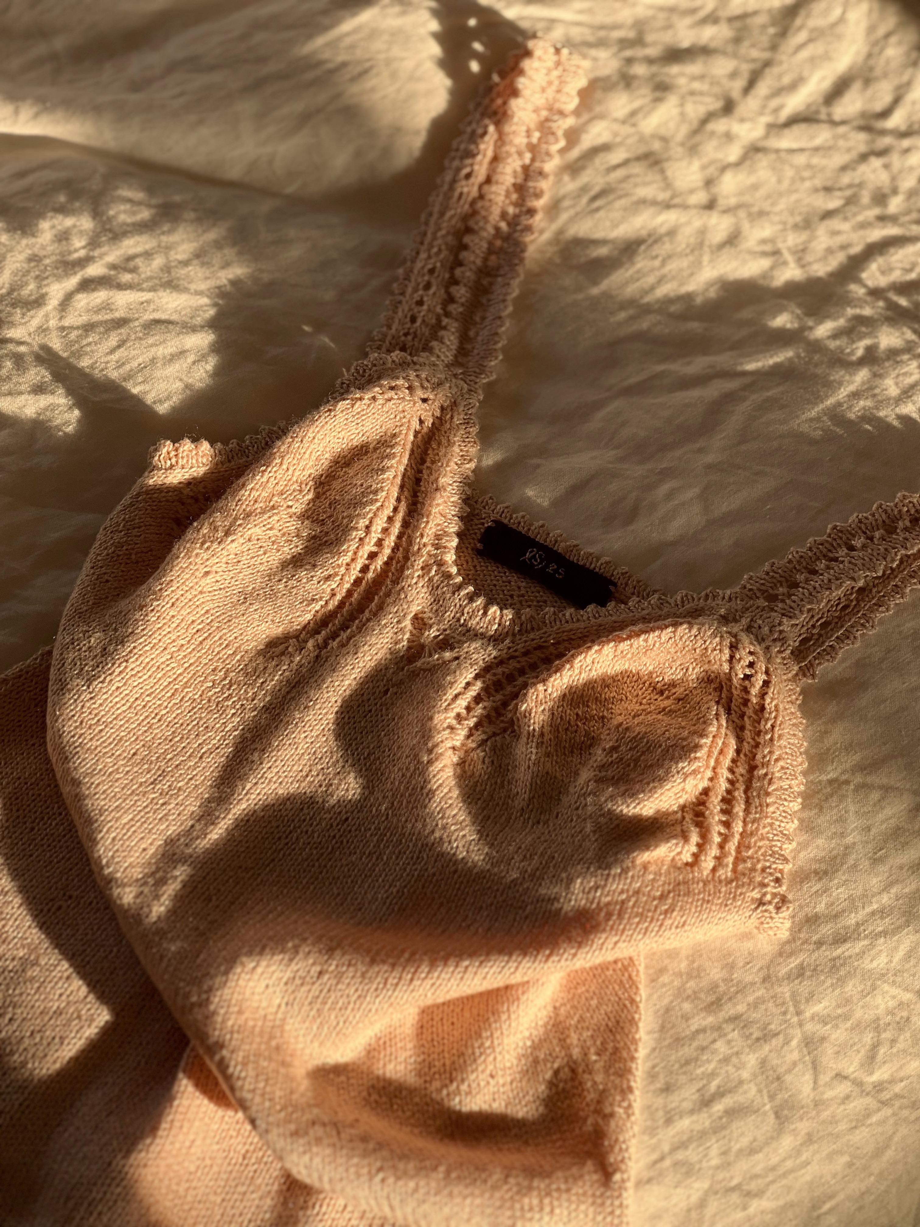 Hand Knitted Peace Silk Camisole - Powder