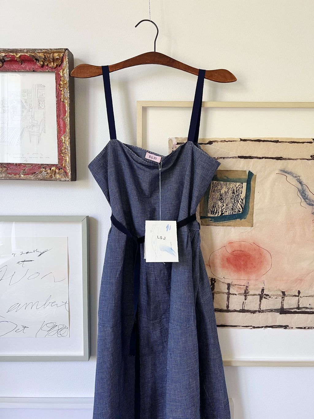 Slip Dress - Checkered Indigo Scrap Work