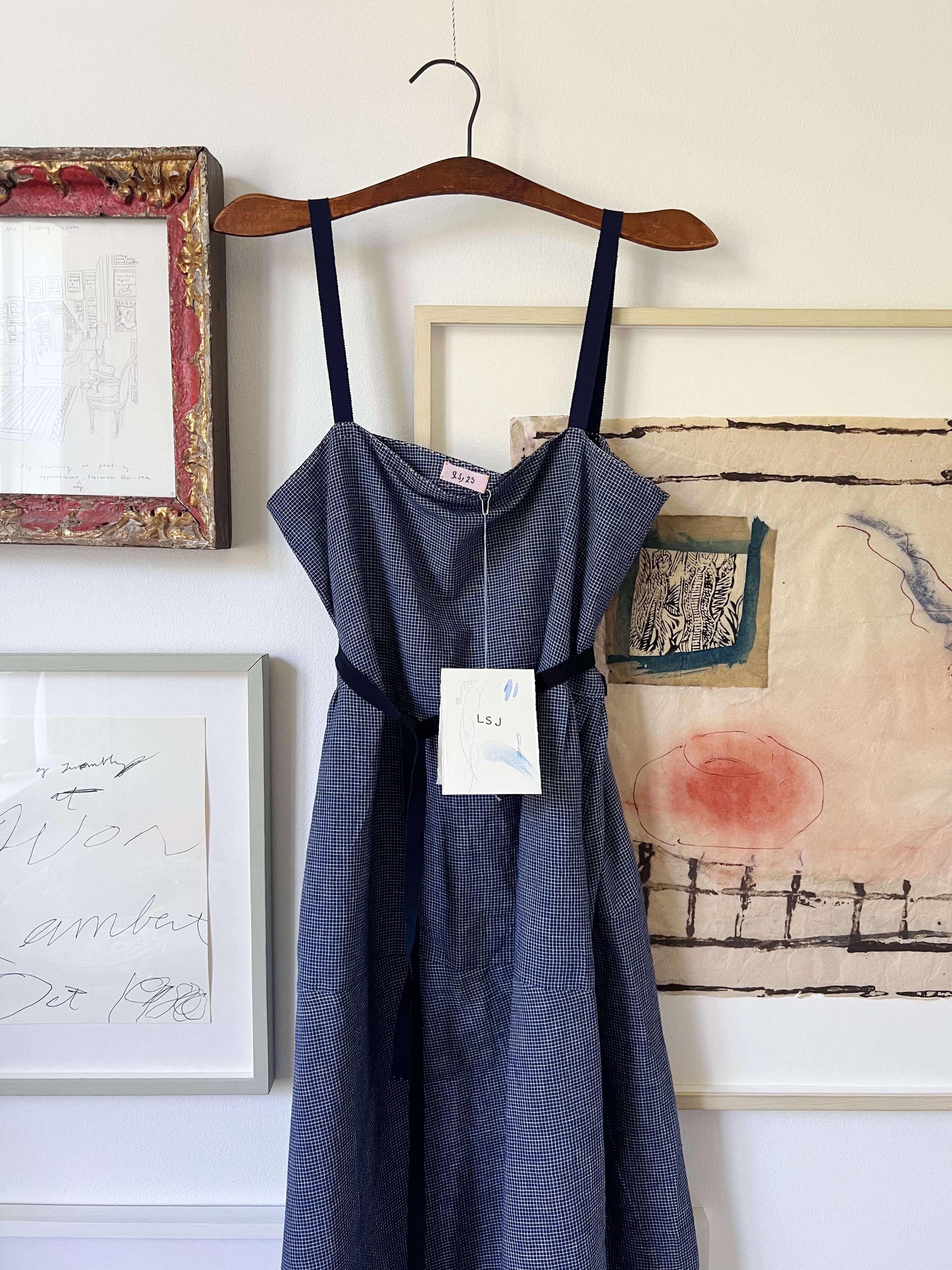 Slip Dress - Checkered Indigo Scrap Work
