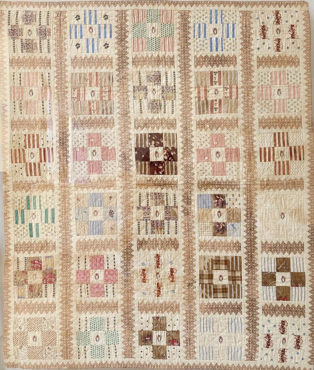 Antique Crib Quilt - 1830s Nine Patch