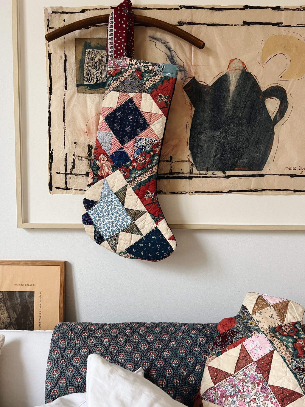 Large Antique Patchwork Stocking - 1