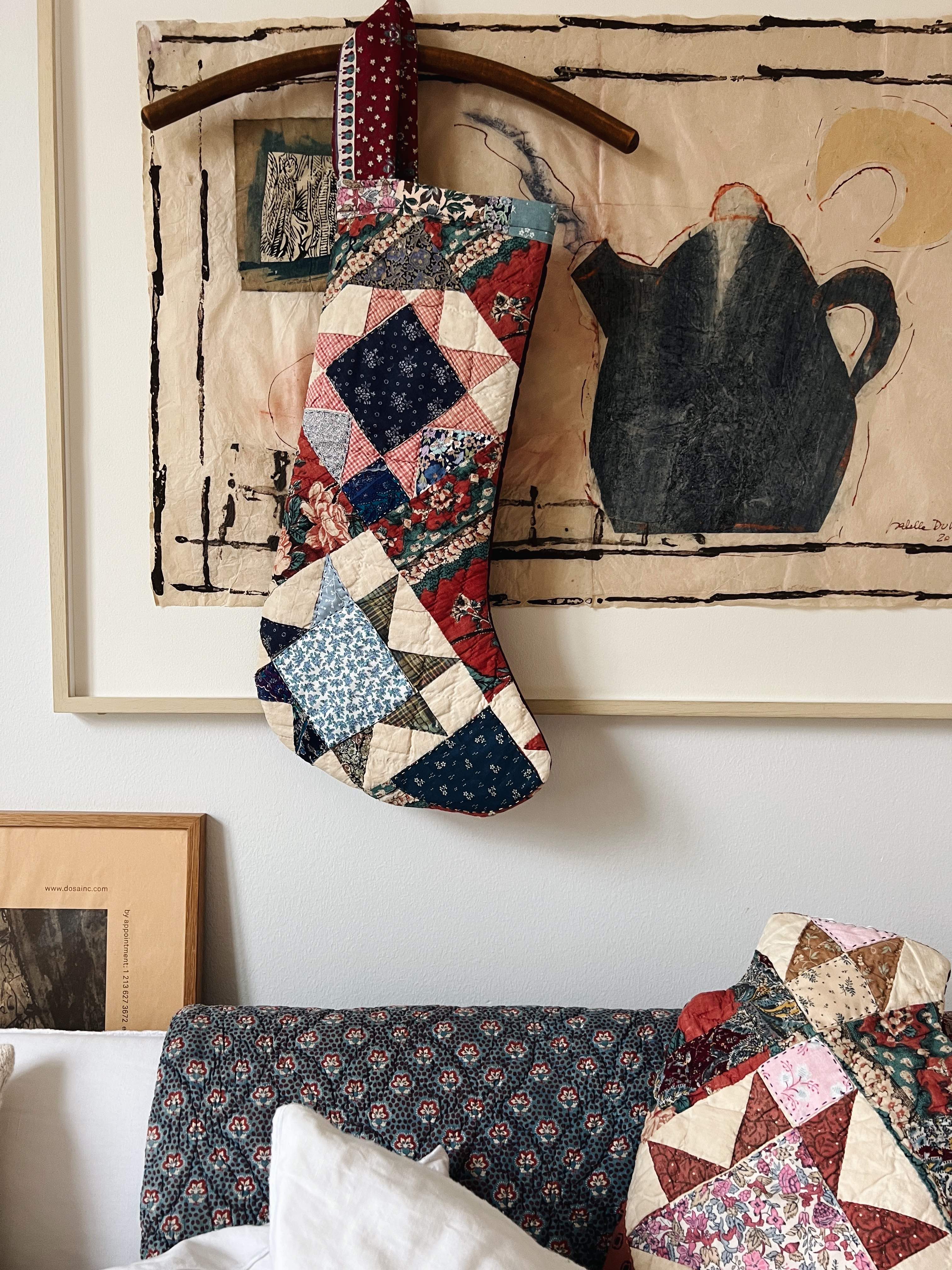 Large Antique Patchwork Stocking - 1