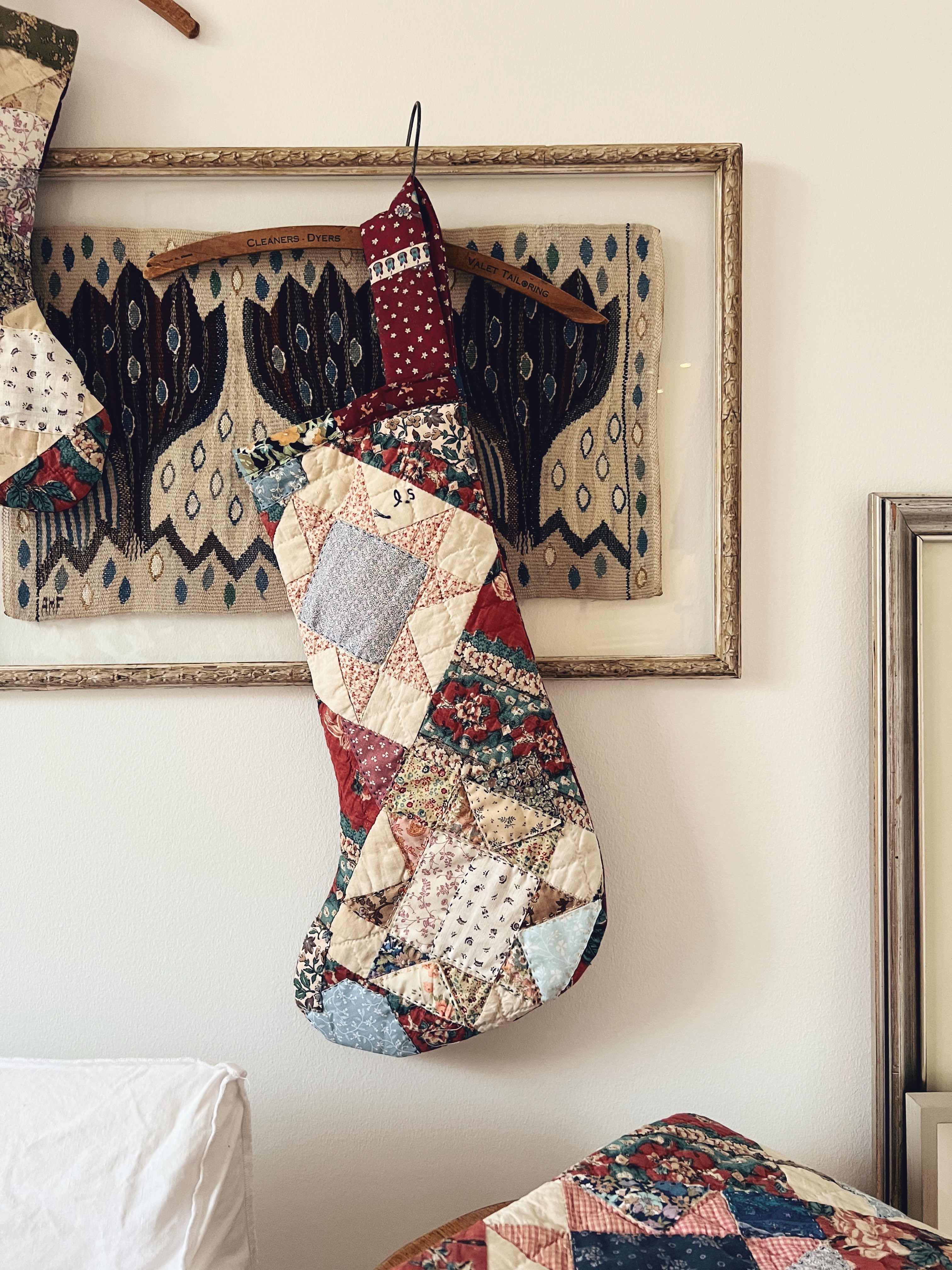 Large Antique Patchwork Stocking - 6