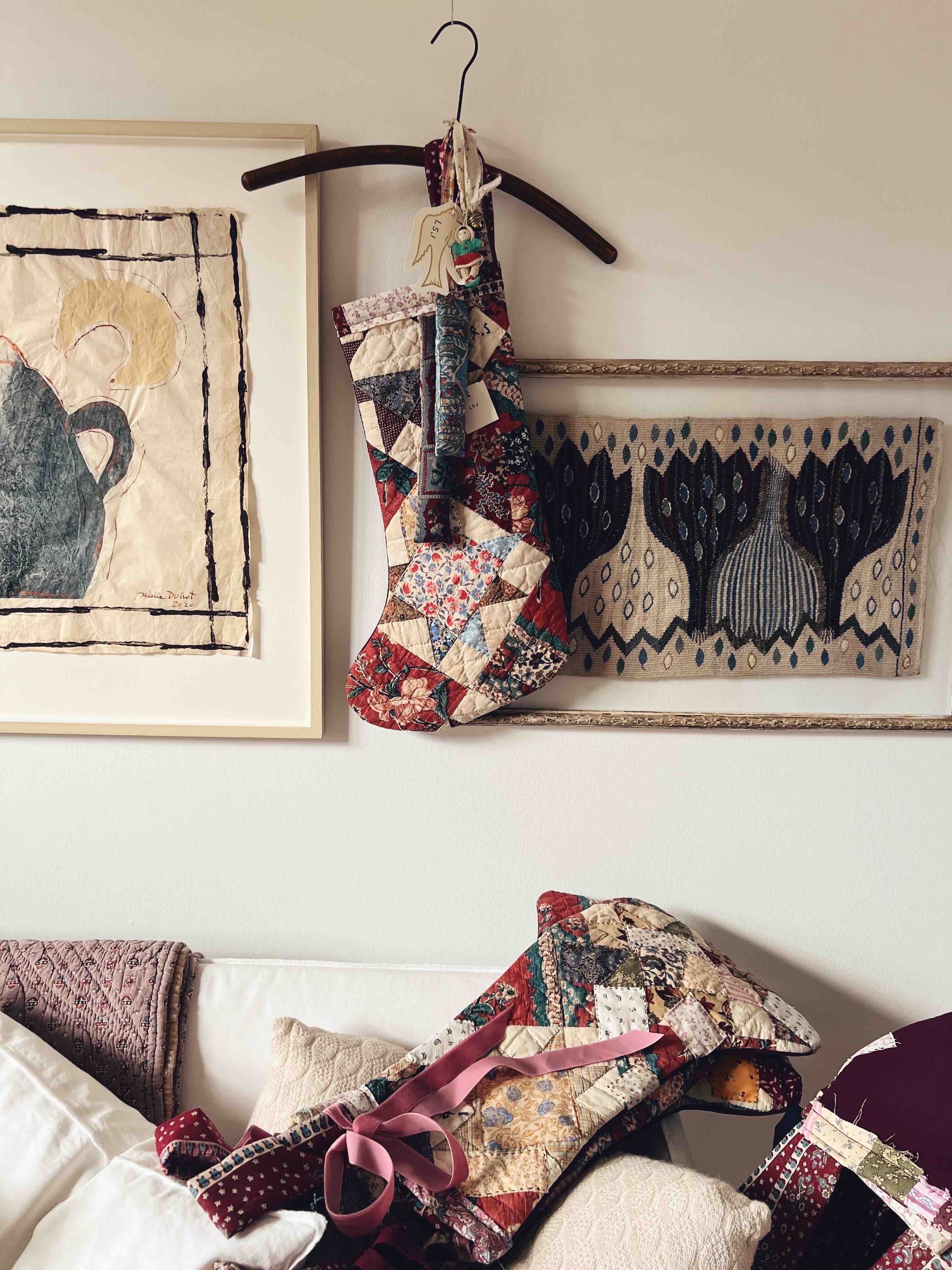 Large Antique Patchwork Stocking - 13