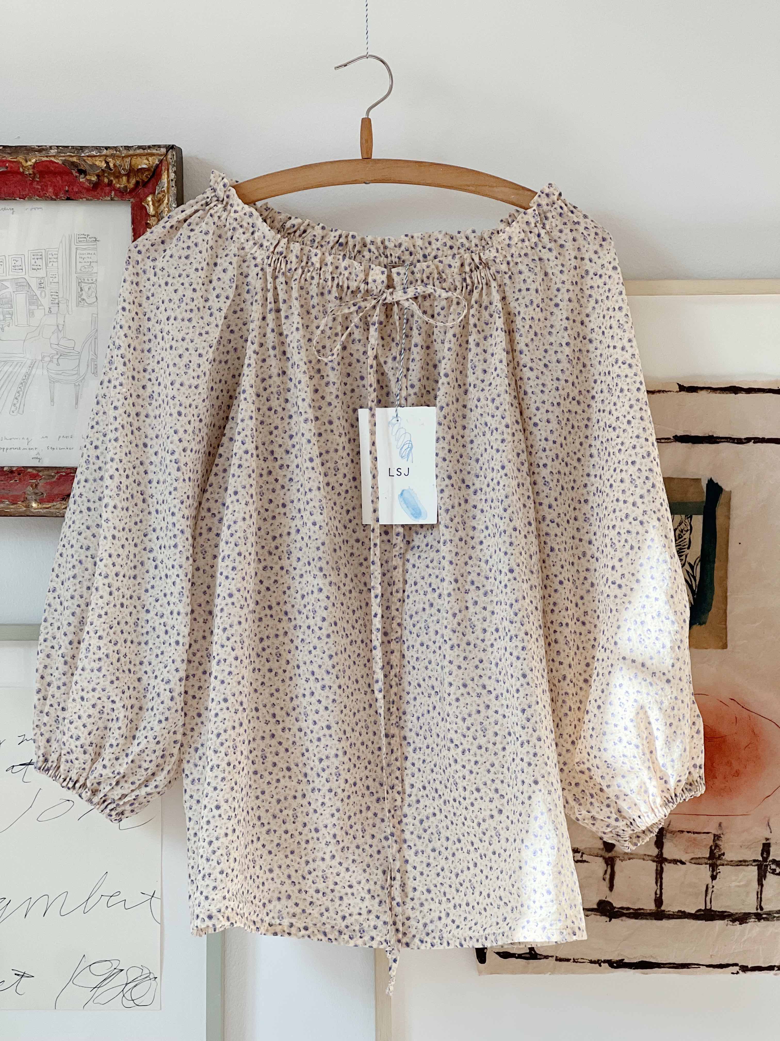 Drawstring Shirt - Italian Vintage Cotton - Blue